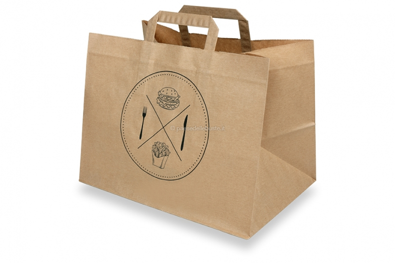 Buste Shopper in Carta Marrone 100g/m² 25+13x33cm (250 Pezzi)